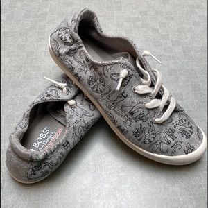 BOBS by Skechers Beach Bingo - Kitty City gray jersey with cats and kittens